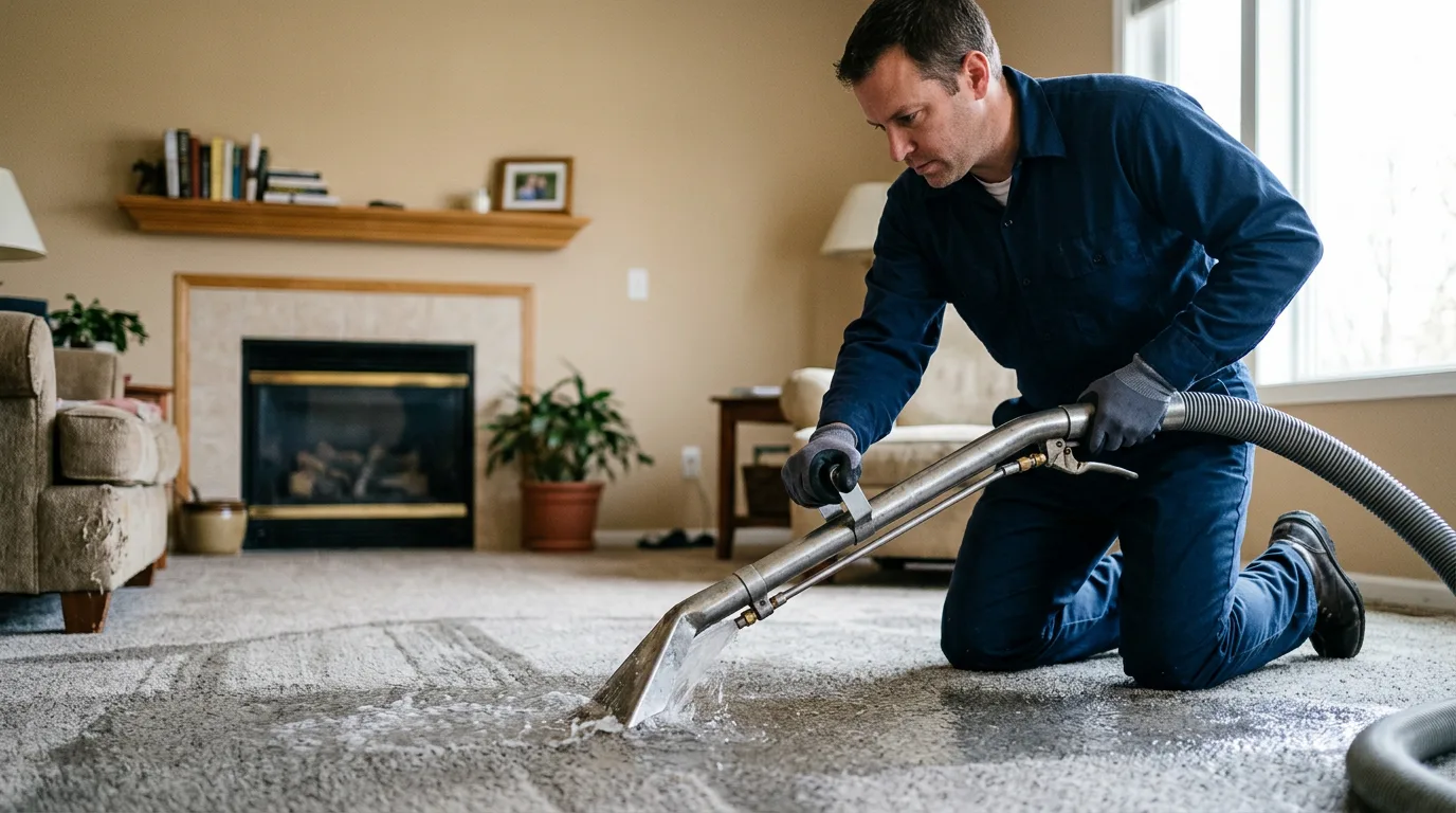 Water damage restoration technician working near Gentry, MO